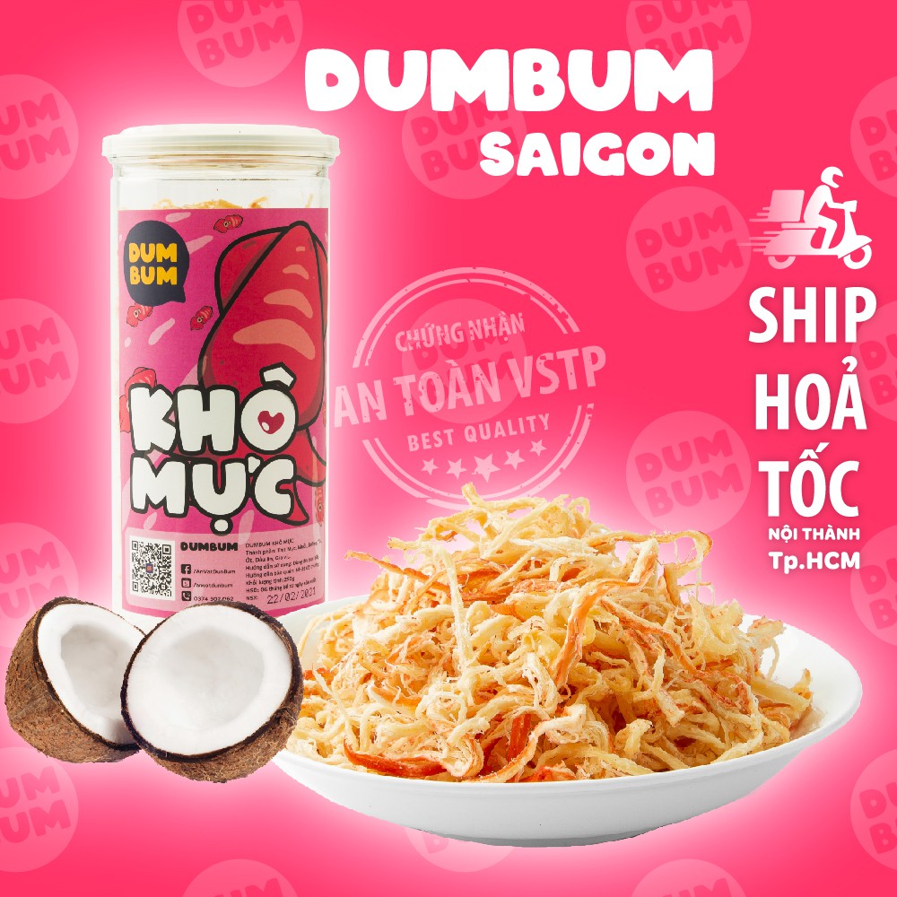 Khô mực hấp dừa xé sợi DumBum 250g đồ ăn vặt Sài Gòn vừa ngon vừa rẻ