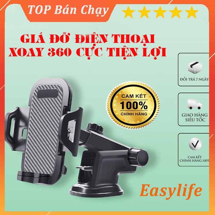 Giá Đỡ Điện Thoại Xoay 360 Độ Easylife_car Gắn Mọi Vị Trí Chỉnh Đa Hướng Tiện lợi Giá Rẻ Siêu Bền- Phụ kiện Chính Hãng
