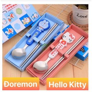 Set thìa và đũa ăn dặm inox hoạt hình cho bé