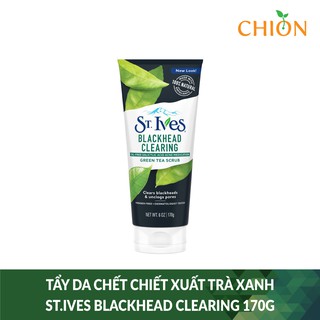 Tẩy da chết ST.Ives Blackhead Clearing Green Tea Scrub làm sạch mụn đầu đen chiết xuất trà xanh 170g - USA Chính Hãng