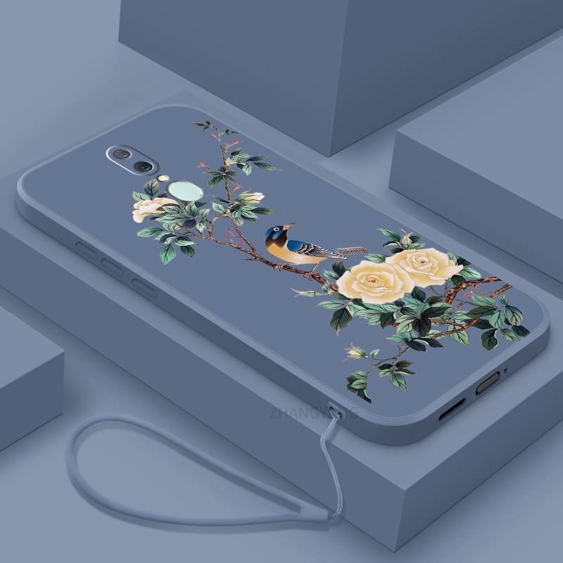 Ốp Điện Thoại TPU Mềm Họa Tiết Hoa Và Chim Có Dây Đeo Cho oppo f11