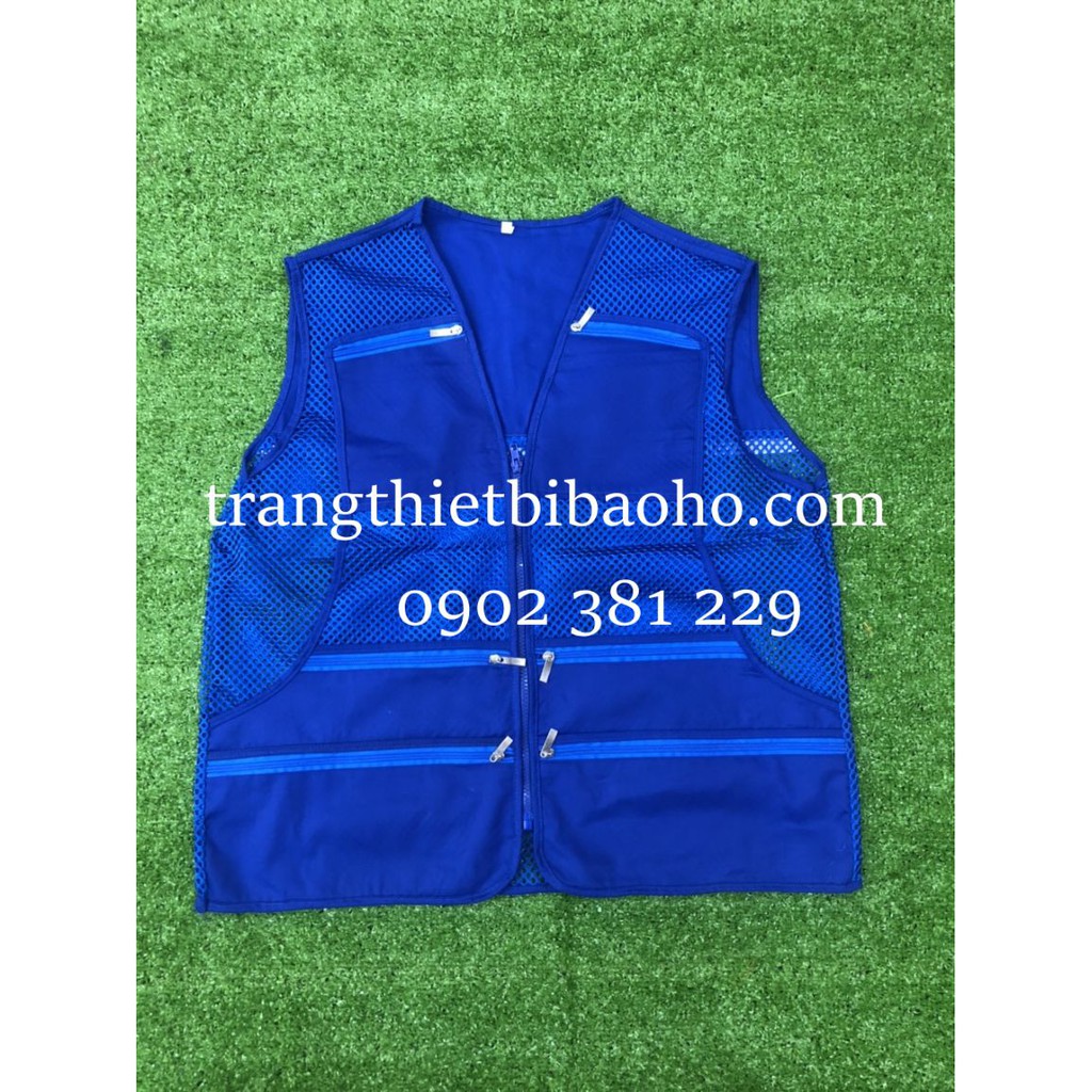 Áo ghi lê phản quang kaki phối lưới 8 túi 7 khóa kéo thoáng mát - 5 màu lựa chọn