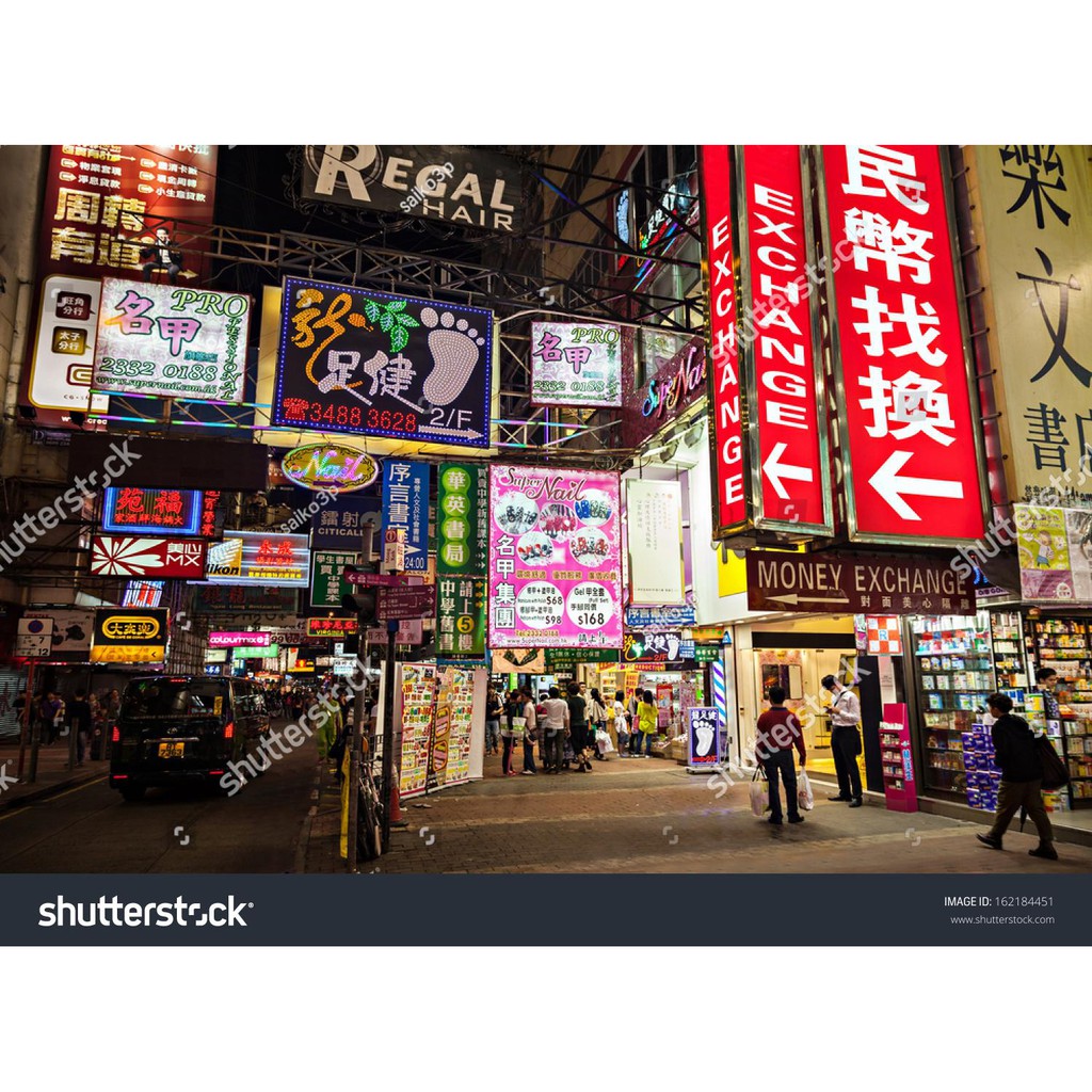 Tranh lụa 3d Hồng Kông Đường Phố Kích Thước 1,5m x 2m HKĐP12