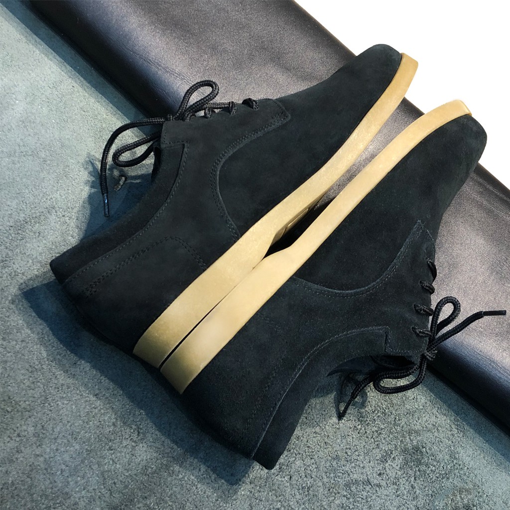 Giày nam da bò lộn nguyên tấm Raw Suece Leather màu đen đậm 1929 Sr7