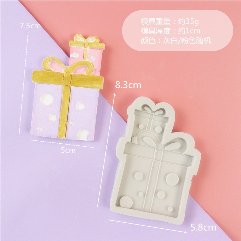 Khuôn silicone làm bánh &amp; socola 2 ngăn hình hộp quà độc đáo