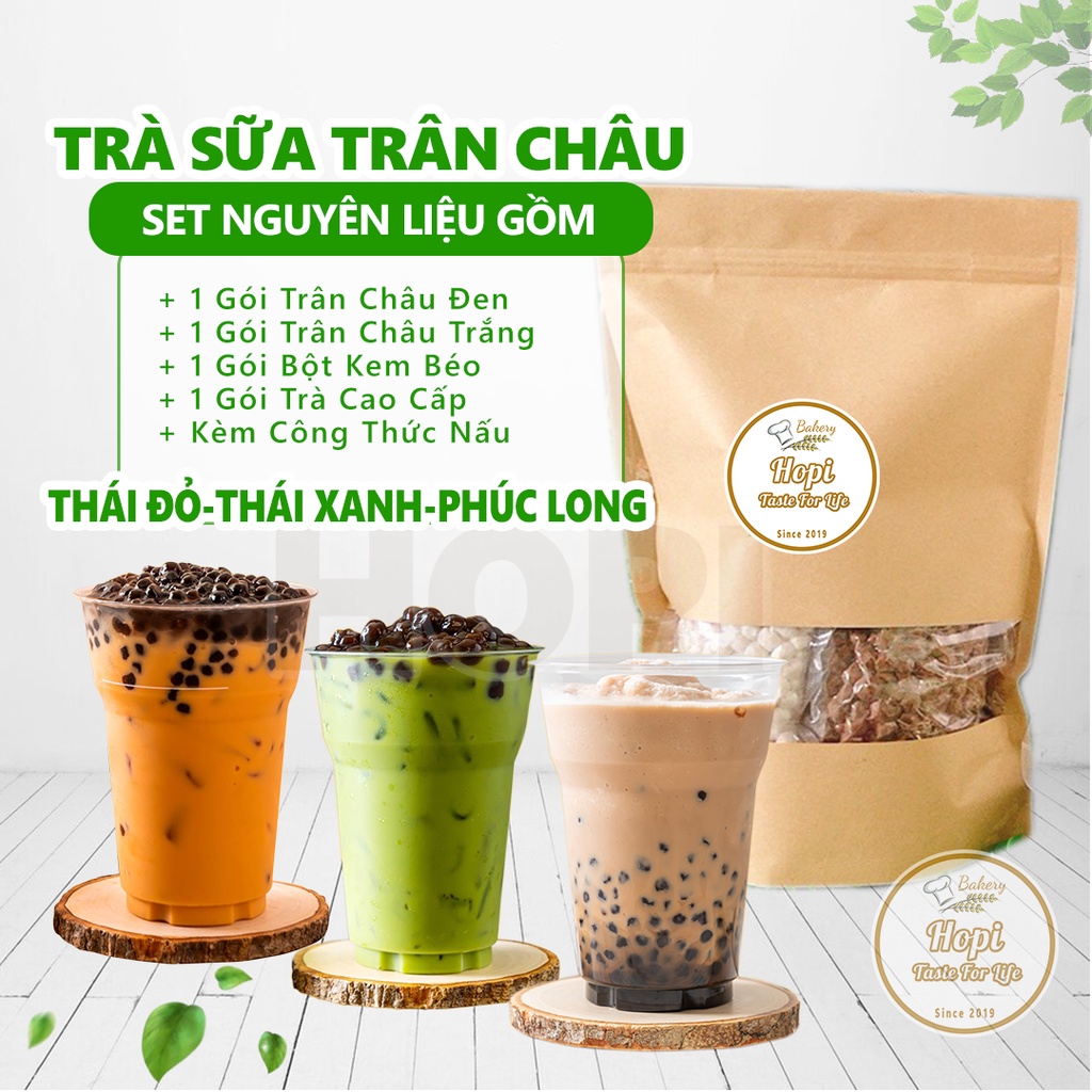 Set Trà Sữa Trân Châu Kèm Công Thức Nấu Siêu Dễ  (Set 30-35 ly) - Hopi