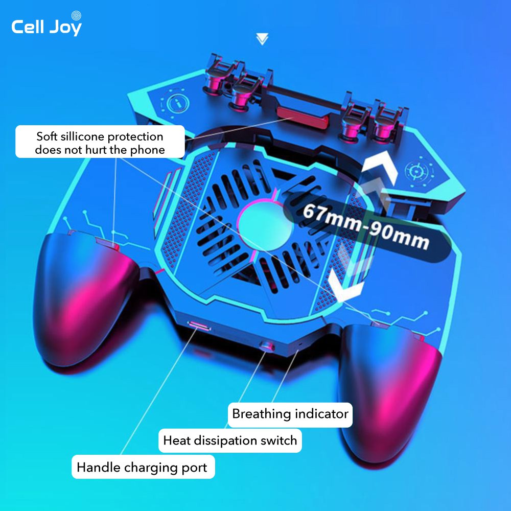 Tay cầm tản nhiệt chơi game Call of Duty/ PUBG Mobile/ROS/FF MeMo AK88 với lồng quạt lớn