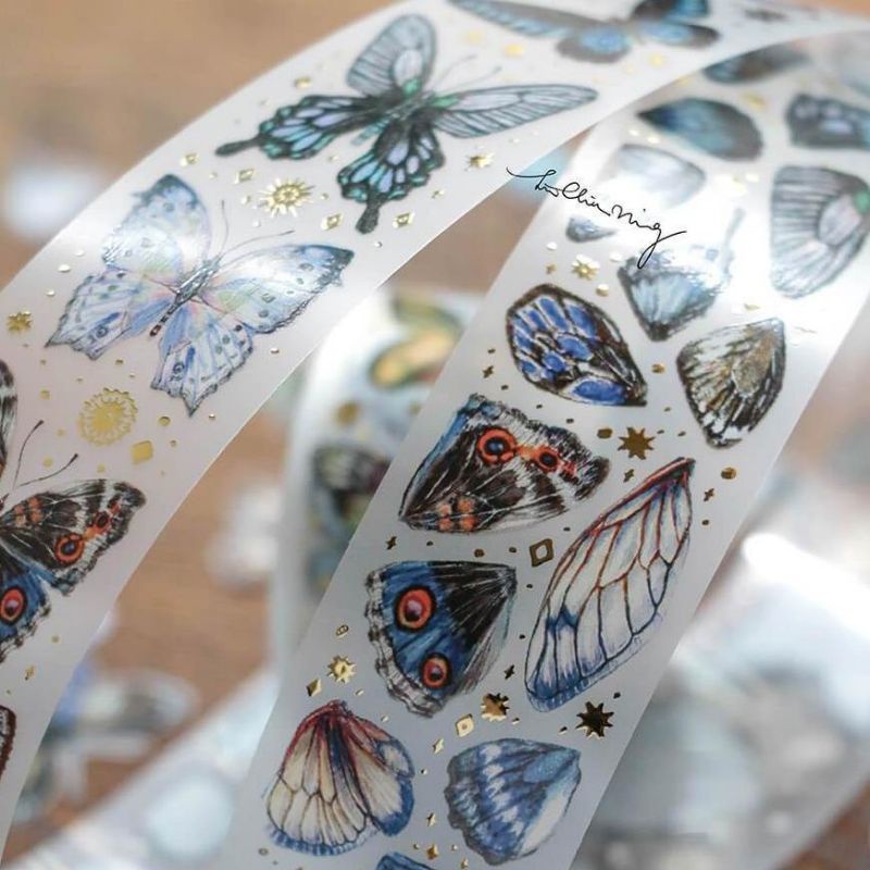 Krisna.room ♡ Hãng Linchianing- Chu kì 1m mẫu băng dán hình Butterfly xanh xinh xắn của LCN