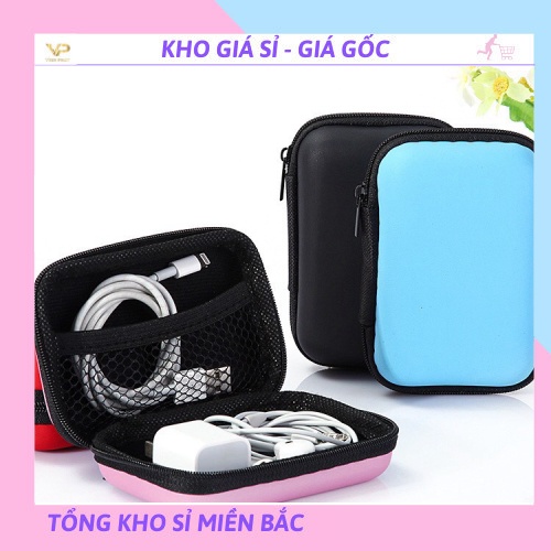 [❌GIÁ SỈ❌] Hộp Đựng Tai Nghe - Cáp Sạc Loại Cao Cấp Da Pu Có Khóa Kéo 88213