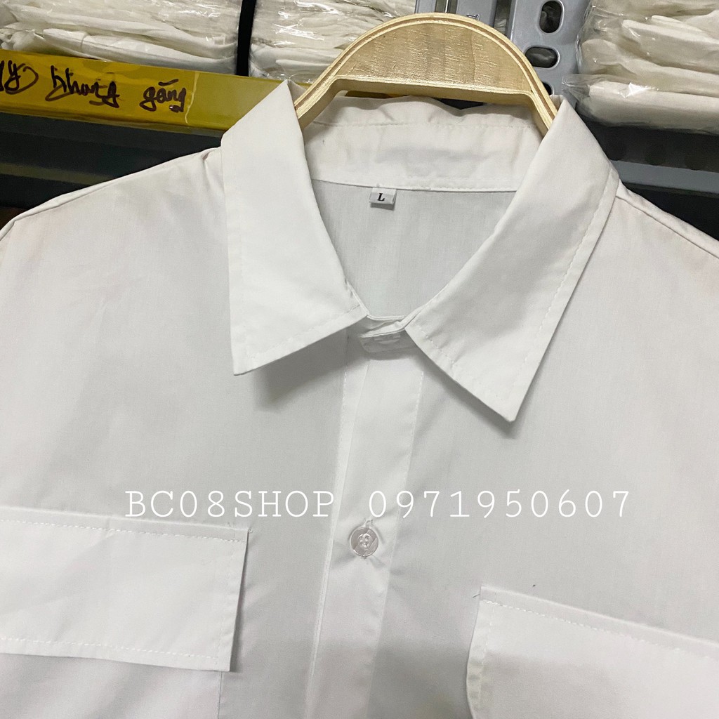 Áo Sơ Mi Túi Hộp Unisex Basic 2 màu Đen Trắng có size dáng rộng - BC102 #8