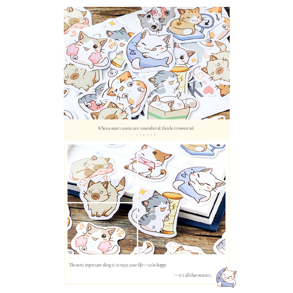 Set 45 Miếng Dán Trang Trí Hình Mèo Dễ Thương