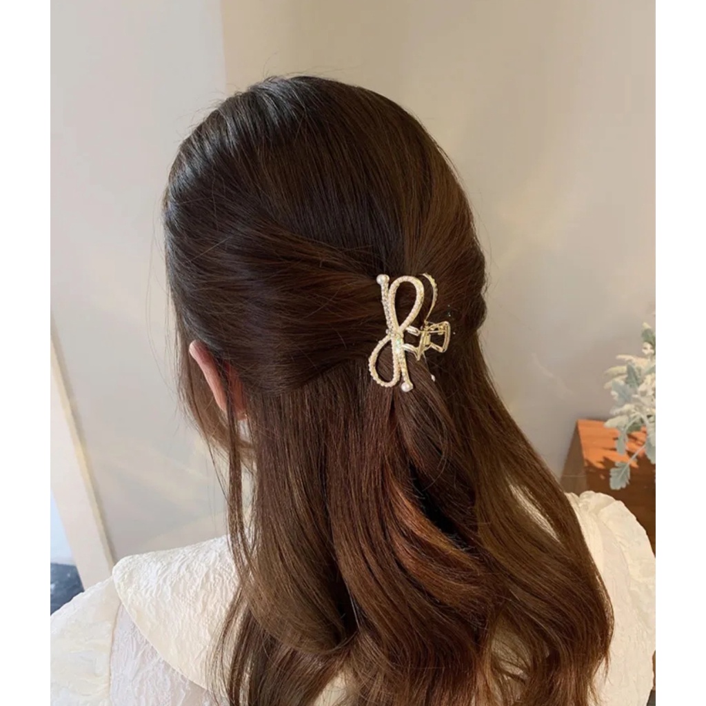 Kẹp tóc kim loại đính đá phong cách Hàn Quốc - Kẹp càng cua loại nhỏ A6040