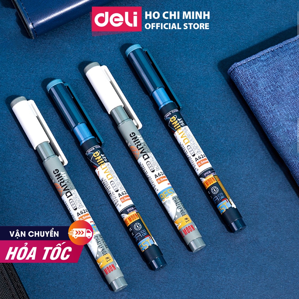 Bút gel học sinh NASA Deli - nắp đậy - ngòi 0.5mm - Bút bi nước - A624