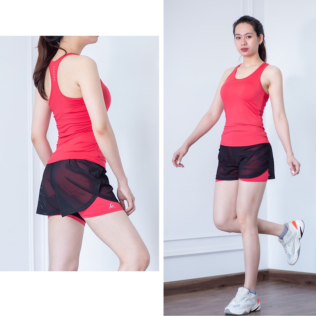 Bộ đồ thể thao Gladimax quần Boxer Lưới GBL04 &amp; áo Ba Lỗ ABL01 mặc tập gym, chạy bộ, aerobics