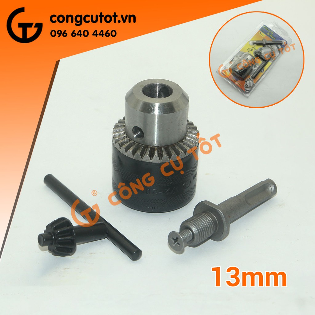 Đầu măng ranh máy khoan kèm khóa và chuyển chuôi gài 13mm