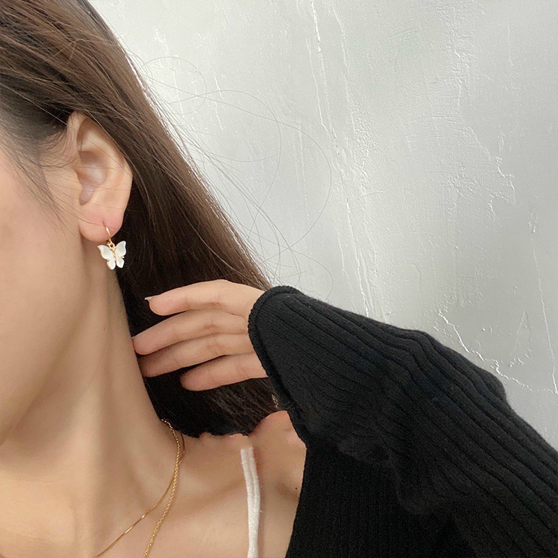 Khuyên tai mặt hình bươm bướm phong cách Hàn Quốc đơn giản đáng yêu dành cho nữ