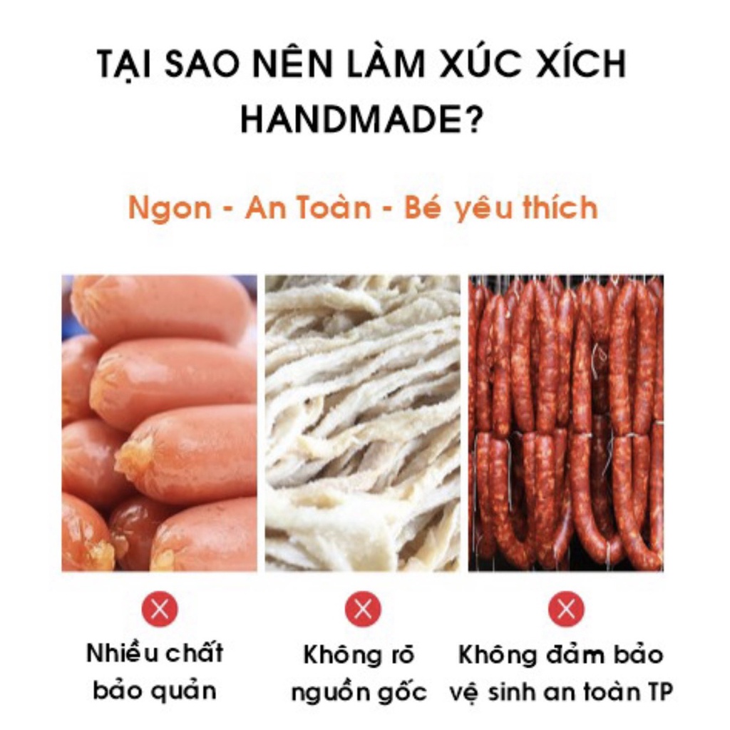Khuôn làm xúc xích tại nhà an toàn cho bé ăn dặm bằng inox