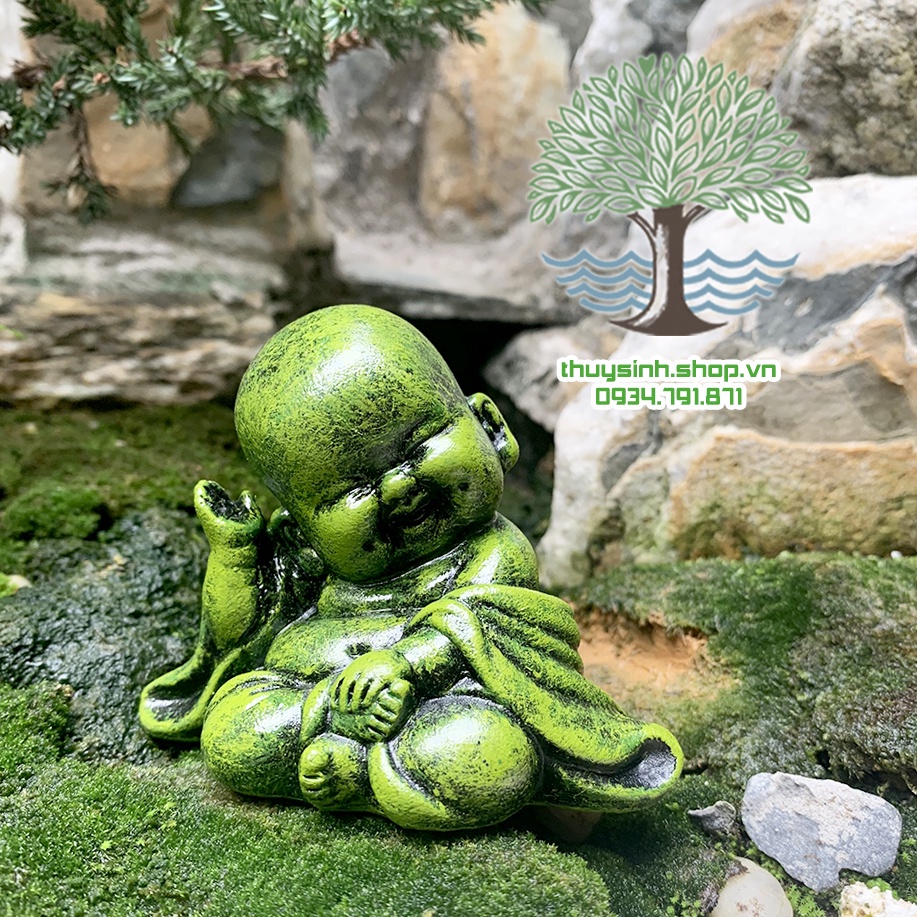 Chú tiểu dễ thương 8 cm trang trí tiểu cảnh sân vườn, phong thủy
