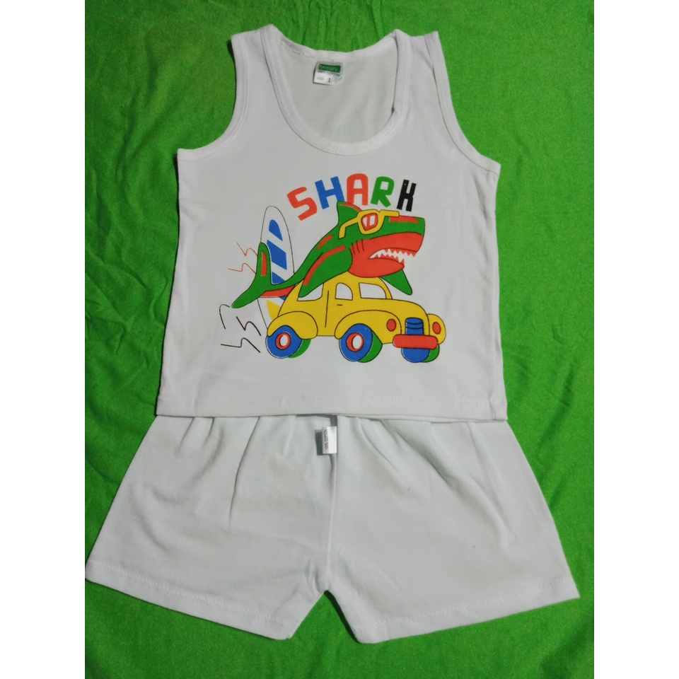 Đồ bộ áo ba lỗ trắng sơ sinh Bossini 100% cotton