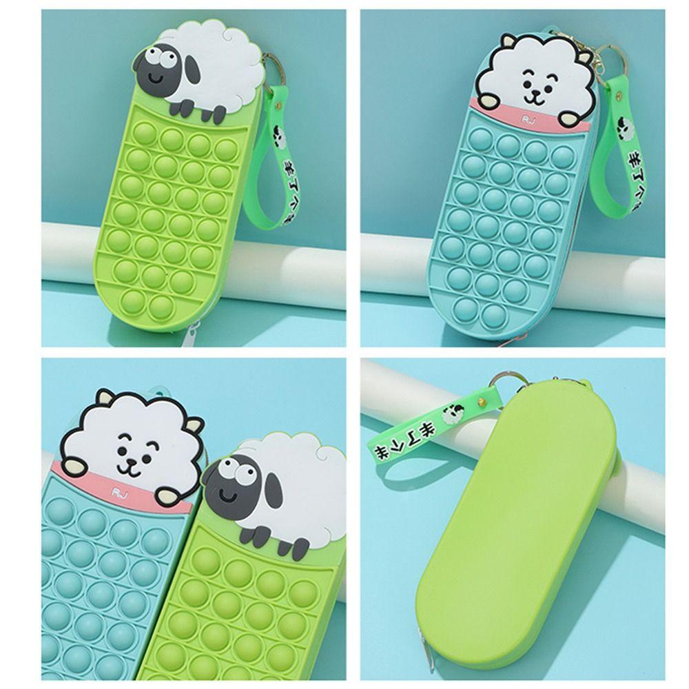LAYOR1 Túi Đựng Bút Bằng Silicone Thiết Kế Hình Cừu Đơn Giản Sáng Tạo