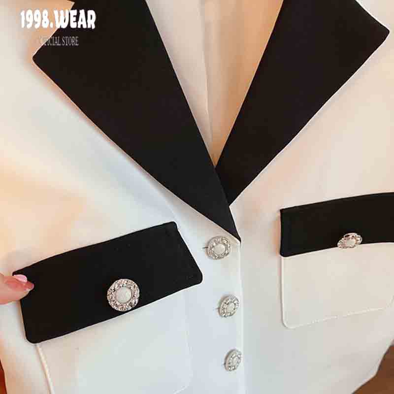 Áo vets ngắn crotop áo sơ mi blazer cổ vets túi nắp fom rộng thanh lịnh dành cho nữ-1998.Wear
