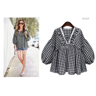 tk329-ÁO BABY DOLL SỌC TAY PHỒNG s-6xl