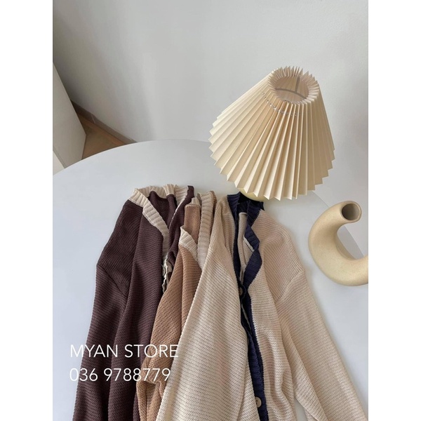 Áo cardigan len cổ V viền màu A082111