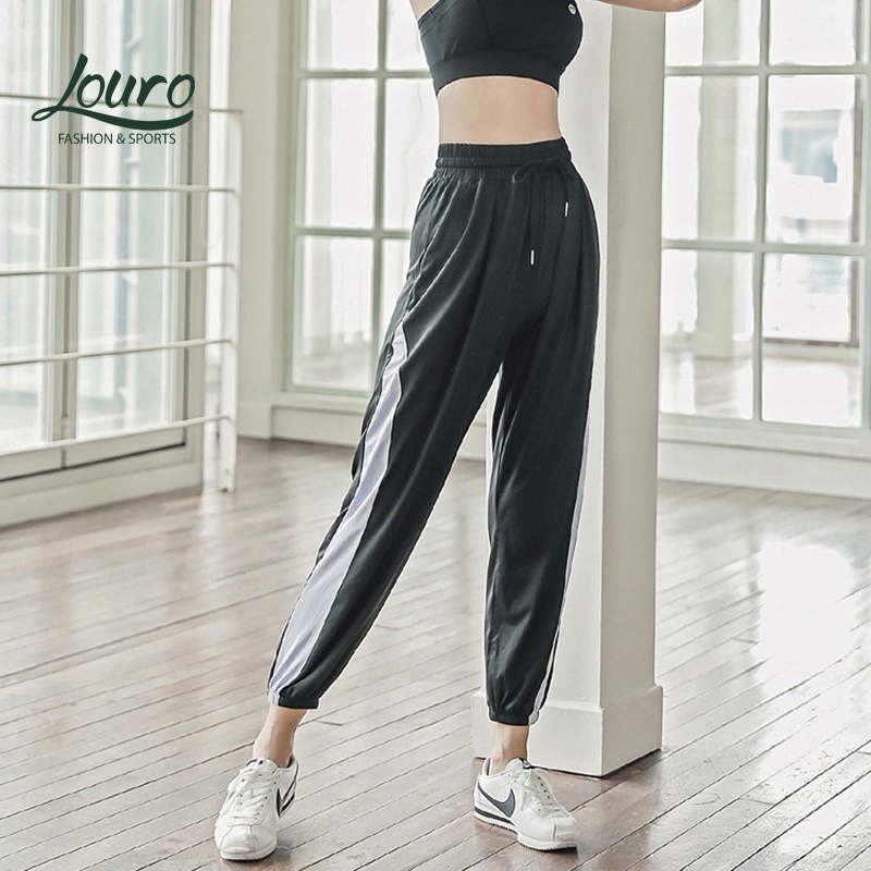 Quần Jogger nữ Louro QL111, mẫu quần tập gym nữ dáng rộng che khuyết điểm, phù hợp tập luyện thể thao, đi chơi