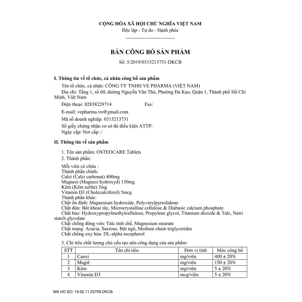 Thực Phẩm Bổ Sung Canxi Giúp Xương Chắc Khỏe, Ngừa Chuột Rút Cho người lớn Osteocare Vitabiotics (Hộp 30 viên) | BigBuy360 - bigbuy360.vn
