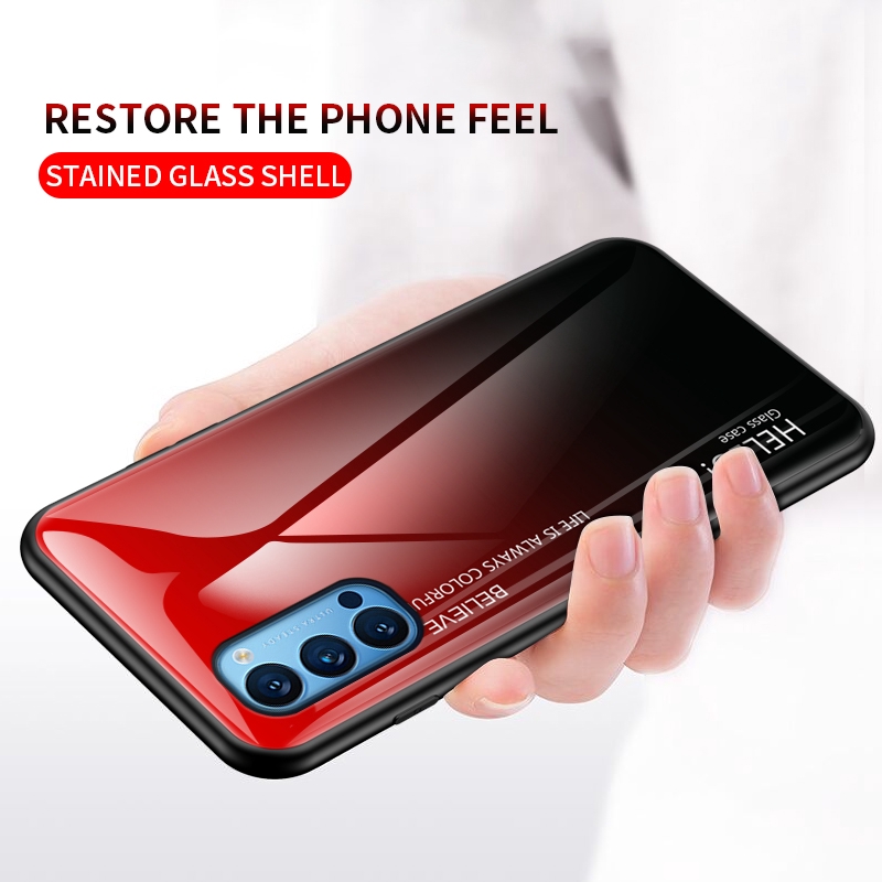 Ốp Điện Thoại Kính Cường Lực Màu Gradient Cho OPPO A57 2022 A96 A76 A16 A74 A95 4G 5G Reno 6 5 4G Realme C11 C15