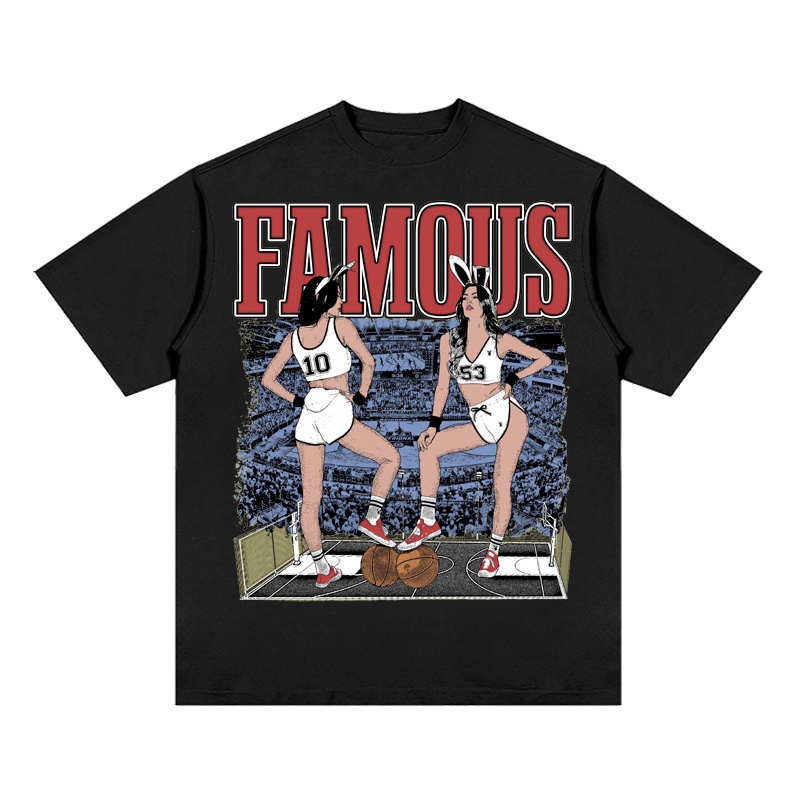 Áo Thun Vintage Famous Tay Lỡ Unisex - Đen/Trắng Cổ Tròn | Blackwork