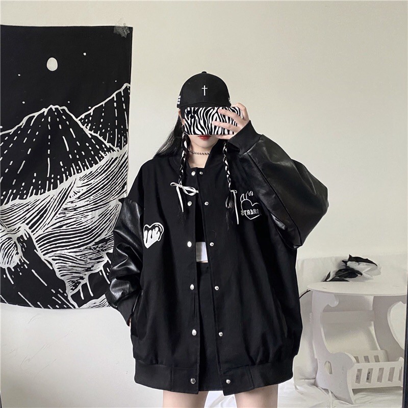 ( SẴN M ) ÁO BOMBER TAY PHỐI DA HÌNH IN | BigBuy360 - bigbuy360.vn