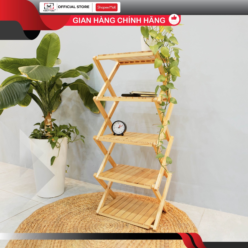 Kệ gỗ xếp gọn đa năng 5 tầng thương hiệu MW FURNITURE - Nội thất trang trí