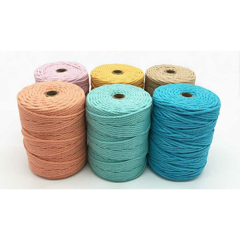 Dây thừng cotton màu se macrame 3 xoắn thắt Macrame size 3mm,5mm