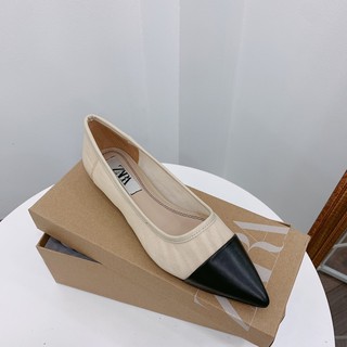Giầy búp bê lưới mix mũi da zara fullbox