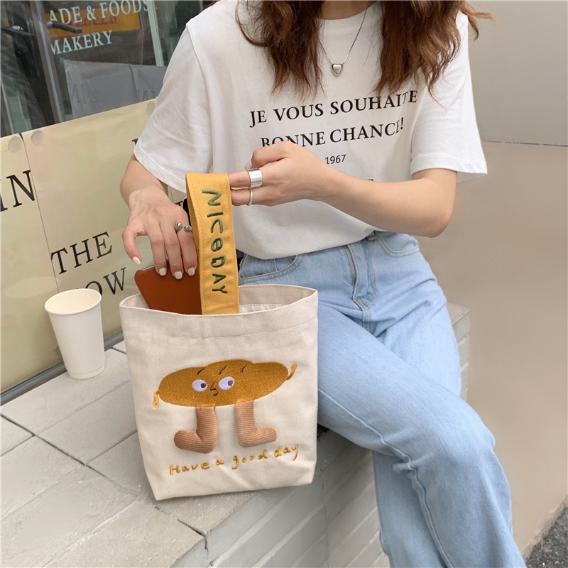 ENVIROSAX Phim hoạt hình thêu vải túi, túi xách, túi ăn trưa dễ thương