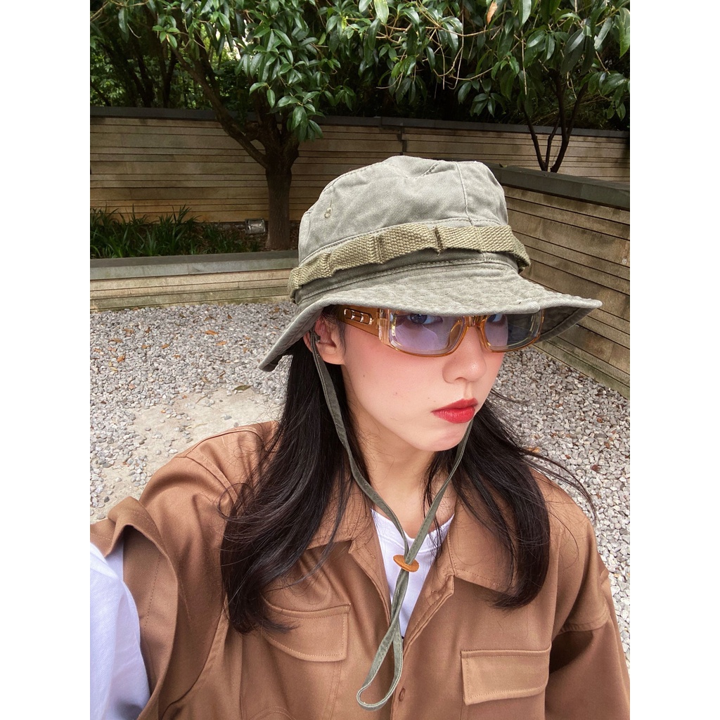 Mũ Tai Bèo Vải Cotton Có Dây Thừng Chống Gió Che Nắng Dễ Phối Đồ Thích Hợp Cho Các Hoạt Động Ngoài Trời