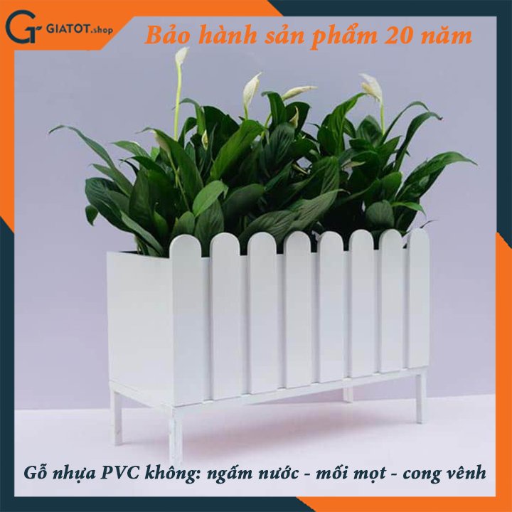 Chậu gỗ nhựa ngoài trời composite có rào