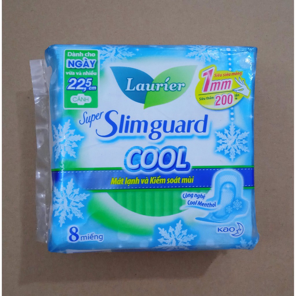 Băng vệ sinh siêu mỏng cánh mát lạnh Laurier Super Slimguard Cool 22.5cm (8 miếng/gói)