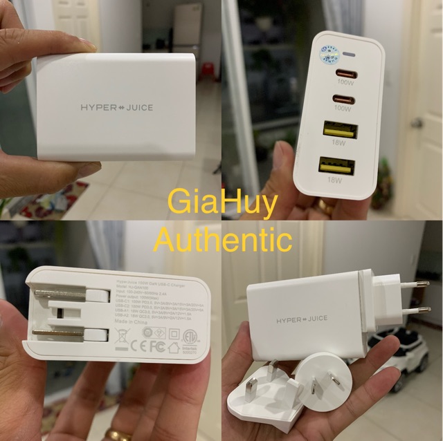 Củ sạc nhanh Macbook Pro, iPad Pro, iPhone 12, Note 10, S10 HYPERJUICE 100W GaN PD 3.0 &amp; QC 3.0