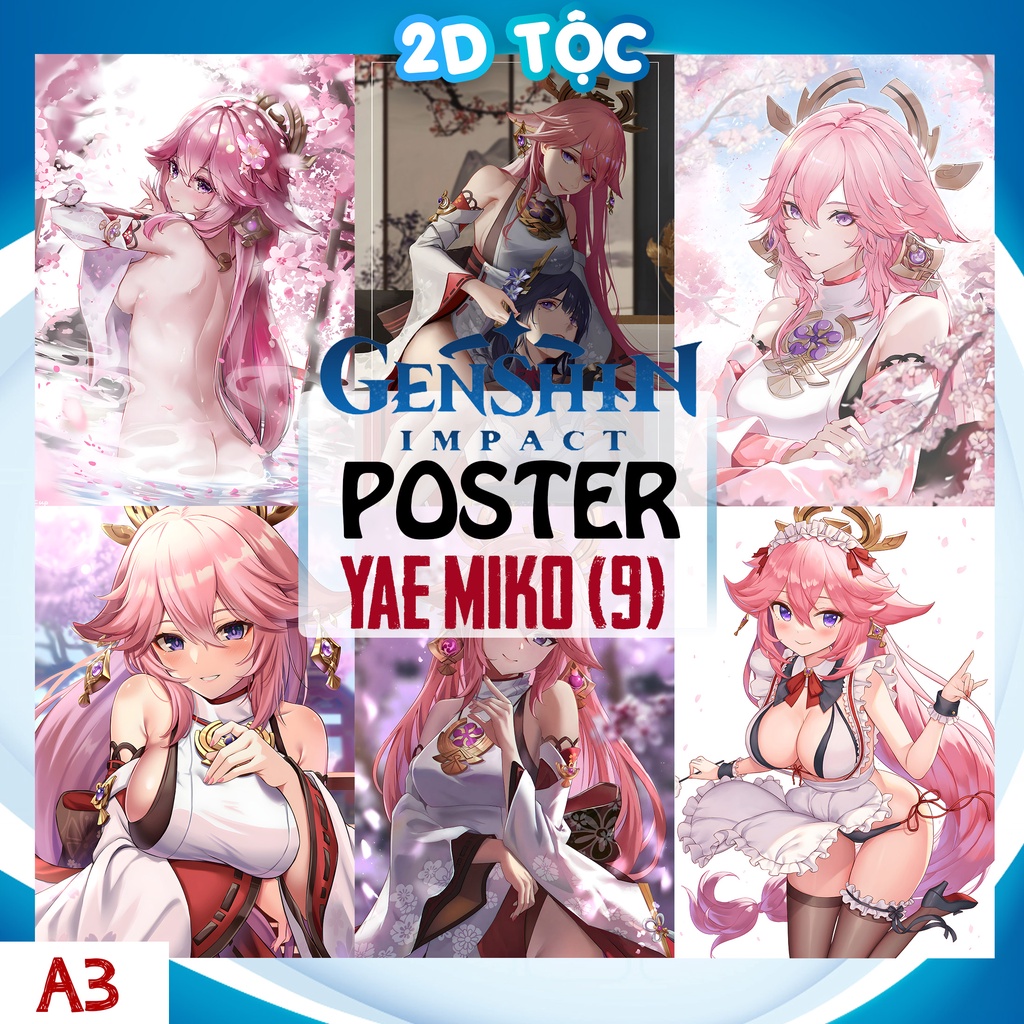 ẢNH POSTER A3 CHẤT LƯỢNG CHUẨN YAE MIKO  GAME GENSHIN IMPACT  – TRANH DÁN TƯỜNG 2D TỘC SHOP