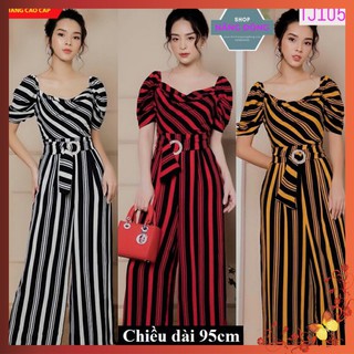 Jum Dài 💥FREESHIP💥 Jumpsuit dài ống suông cổ đổ kẽ sọc xinh xắn sành điệu cá tính TJ1055