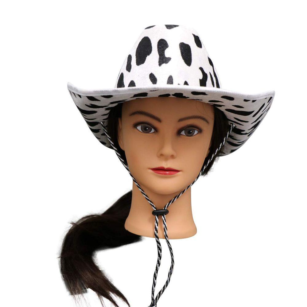 Bebetterm 1Pc Unisex Cowboy Hat Plastic Western Cowboy Costume Party Pink Star Adjustable Cow Girl Hats