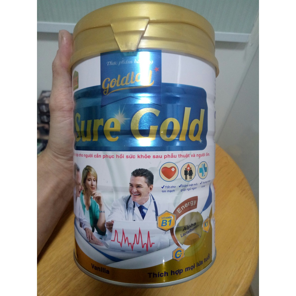 Sữa phục hồi sức khỏe Goldlay sure gold 900g dành cho người già yếu, người bệnh, ốm và ăn uống kém