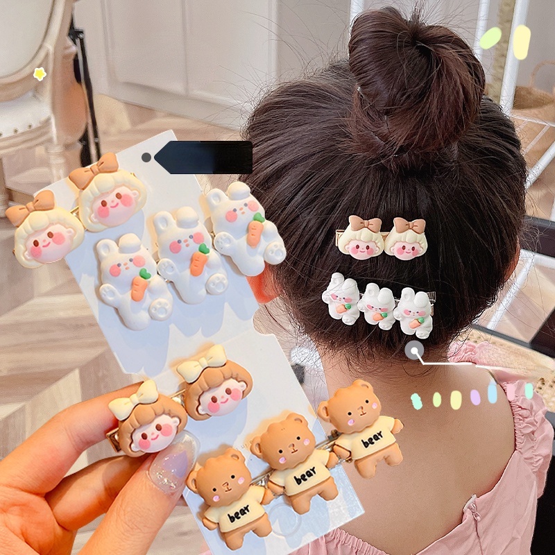Kẹp tóc thời trang hình gấu/ thỏ xinh xắn cho bé gái