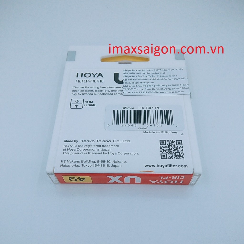 KÍNH LỌC HOYA UX CPL 49MM ( Chính hãng TIXIAI phân phối ) + Khăn lau len da cừu sịn