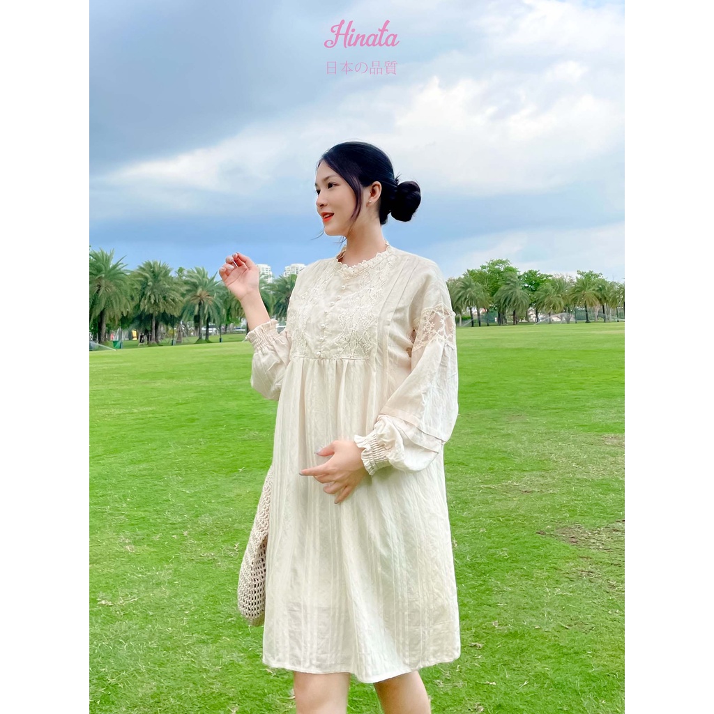 [TẶNG KÈM QUẦN LÓT] Đầm bầu phối ren HINATA - sang trọng thanh lịch DB015