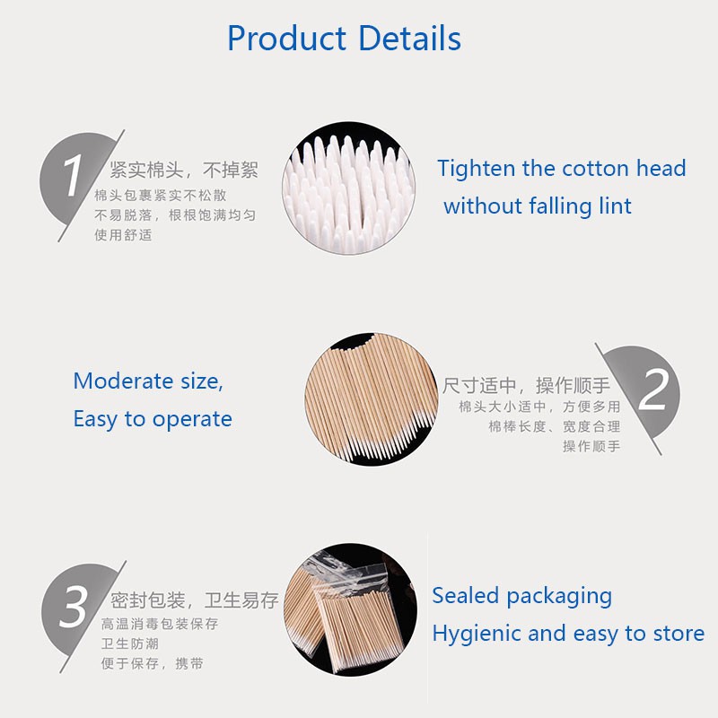 Bộ 100 Tăm Bông Cotton Dùng Một Lần Để Tẩy Trang Và Trang Điểm