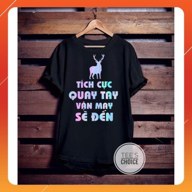 Áo Thun Phản Quang In HINH TÍCH CỰC QUAY TAY Vải Cotton 75% Co Giãn, Phom Rộng Unisex Cho Nam và Nữ
