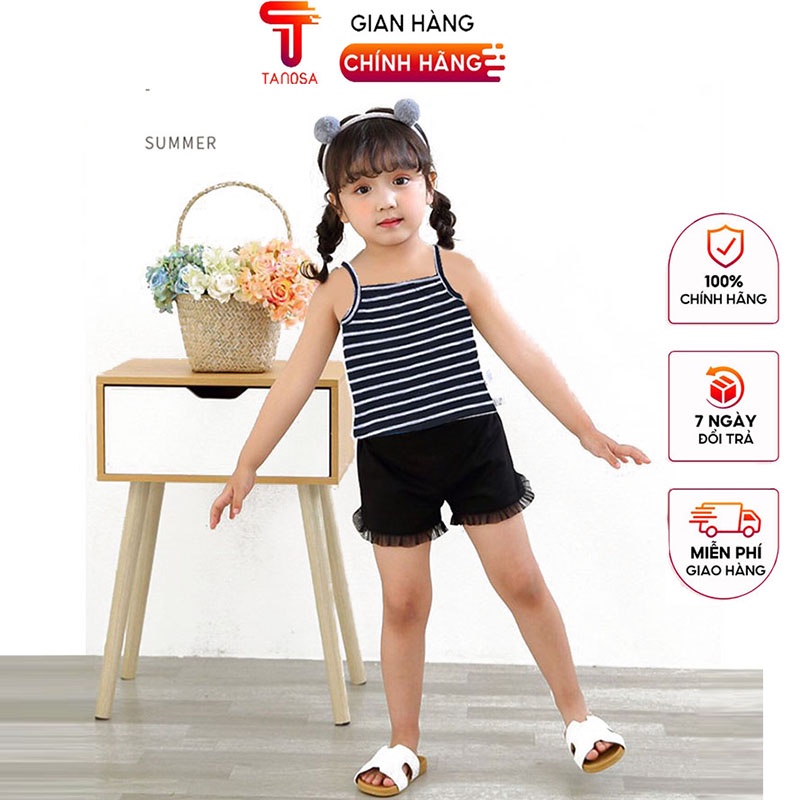 Áo hai dây kẻ cho bé gái Tanosa chất cotton 8-18kg